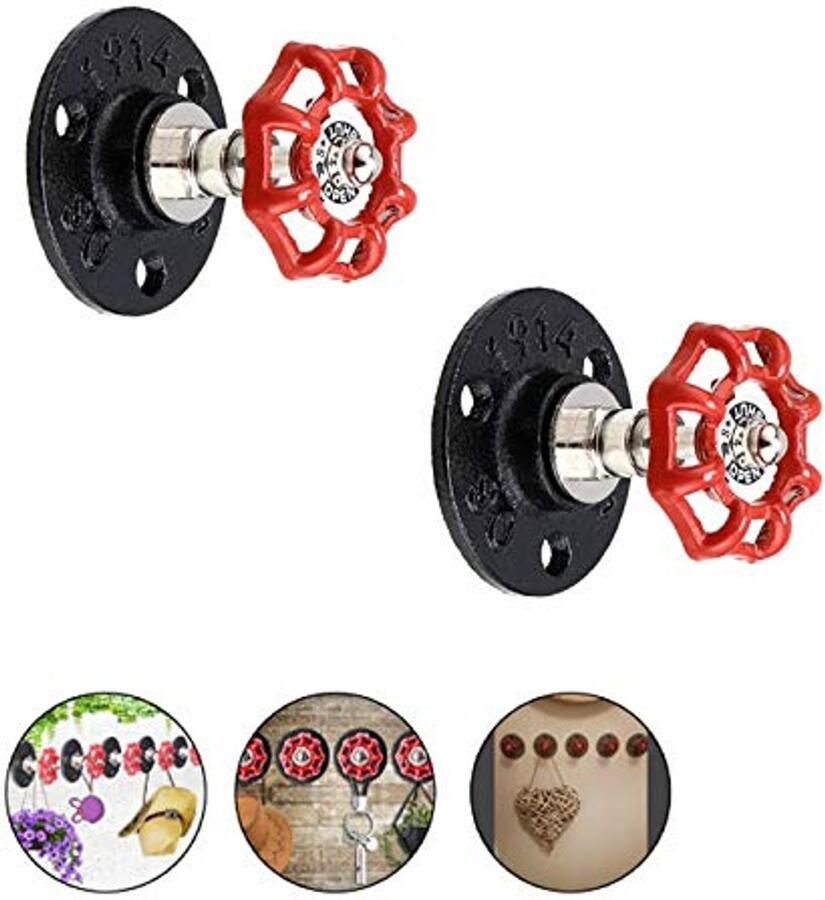 Vintage ophanghaken Vintage industriële pijpstanghaken Industriële ijzeren pijp kapstokken Vintage kleine ronde wandgemonteerde kapstok ijzeren pijp muurbevestiging voor antieke huisdecoratie (pak van 2)