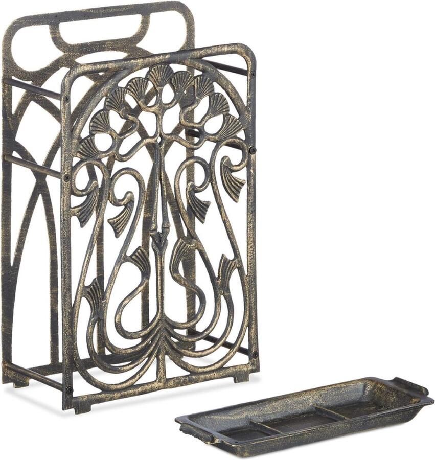 Vintage Paraplubak met Bronzen Design en Lekbak – Duurzaam Gietijzer Ruimte voor Paraplu s en Wandelstokken Retro Antiek Design