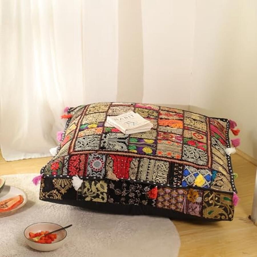 Vintage Patchwork Tuin Kussen Grote Bodem Zitzak voor Buiten en Binnen