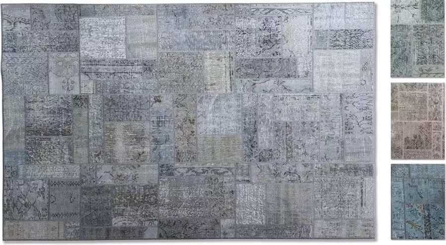 Vintage Patchwork Vloerkleed 170x240cm Grijs Uniek handgemaakt Origineel tapijt Laagpolig Vloerkleed – Anti slip Tapijt Duurzame en Natuurlijke Materialmen Moderne Vloerkleed Handgeknoopte Turkse Tapijten Exclusief Vloerklee - Foto 2