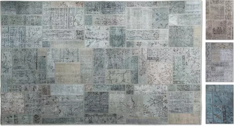 Vintage Patchwork Vloerkleed 170x240 Groen Blauw Uniek Handgemaakt Laagpolig Anti slip Natuurlijke Katoen Cadeau voor vrauw Moederdag