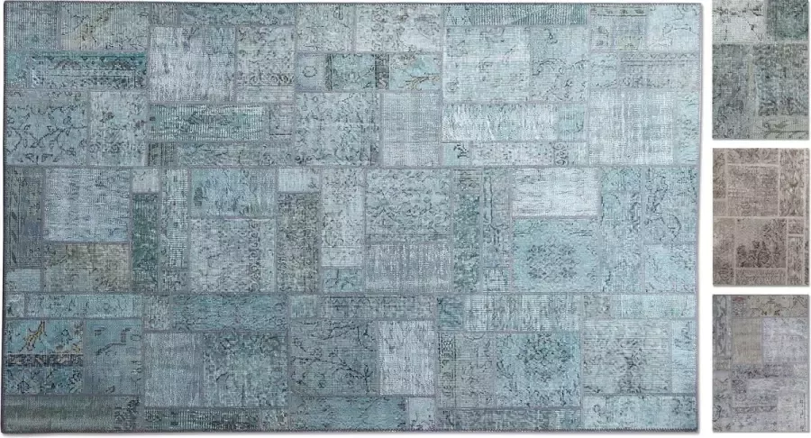 Vintage Patchwork Vloerkleed 170x240cm – Lichtblauw Uniek handgemaakt Origineel tapijt Laagpolig Vloerkleed – Anti slip Tapijt Duurzame en Natuurlijke Materialmen Moderne Tapijten Handgeknoopte Turkse Tapijten Exclusief Tapijt