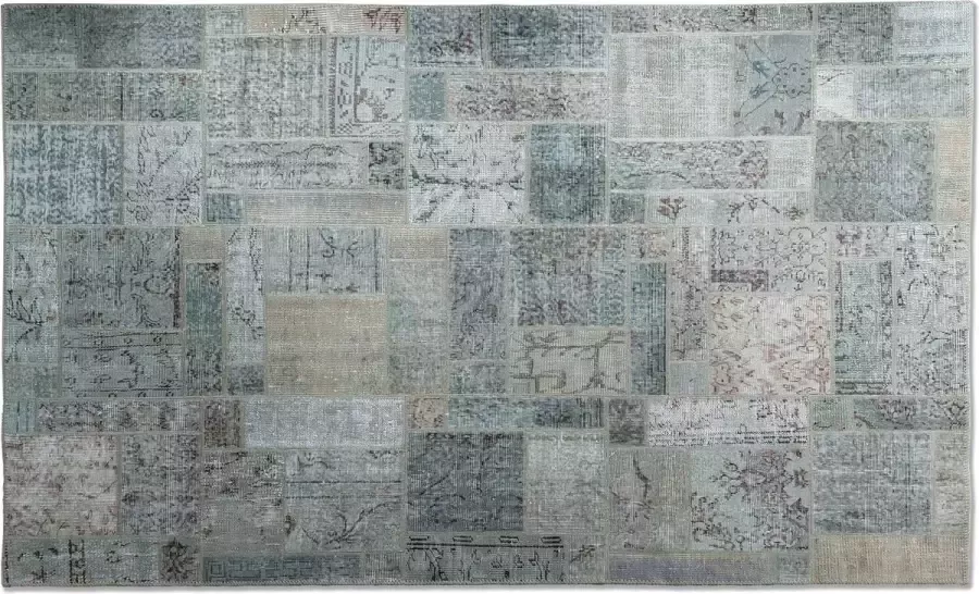Vintage Patchwork Vloerkleed 170x240cm – Watergroen Uniek handgemaakt Origineel tapijt Laagpolig Vloerkleed – Anti slip Tapijt Duurzame en Natuurlijke Materialmen Moderne Tapijten Handgeknoopte Turkse Tapijten Exclusief Tapijt