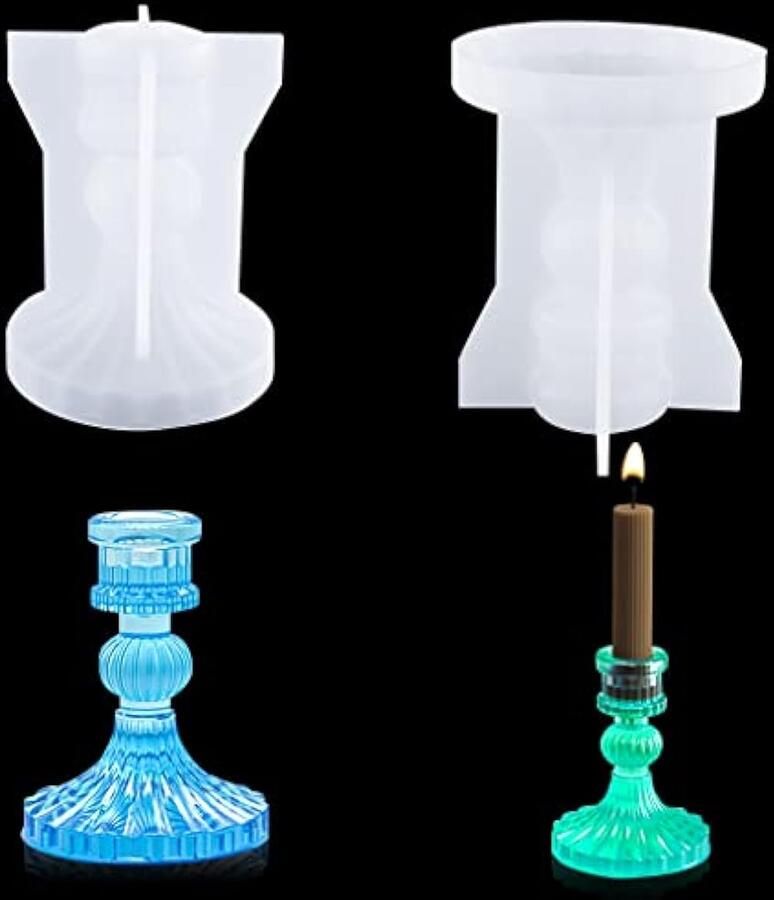 Vintage pilaarkaarshouder harsmallen taps toelopende theelichthoudermal voor het gieten van epoxy kandelaar harsmallen voor het middelpunt van de eettafel (taps toelopende kaarsenhouder)