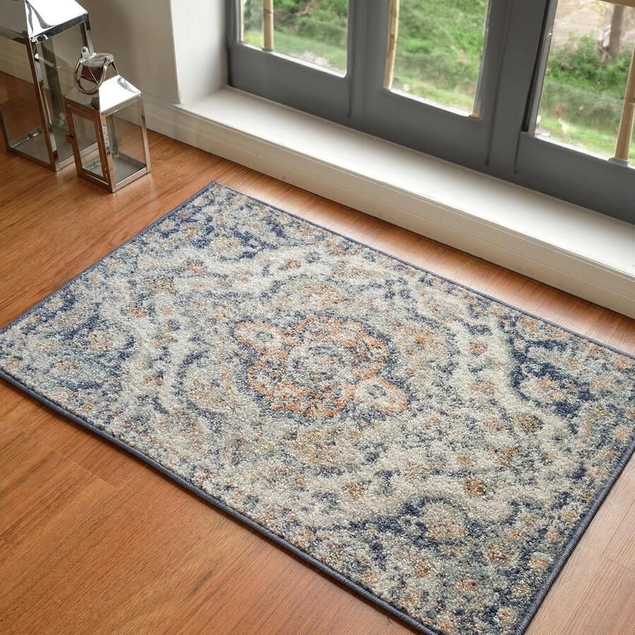 Vintage rabat tapijt vloerkleden voor woonkamer-hal slaapkamer chique neutraal Scandi boho-tapijt natuurlijk onderhoudsvriendelijk groot 60 x 80