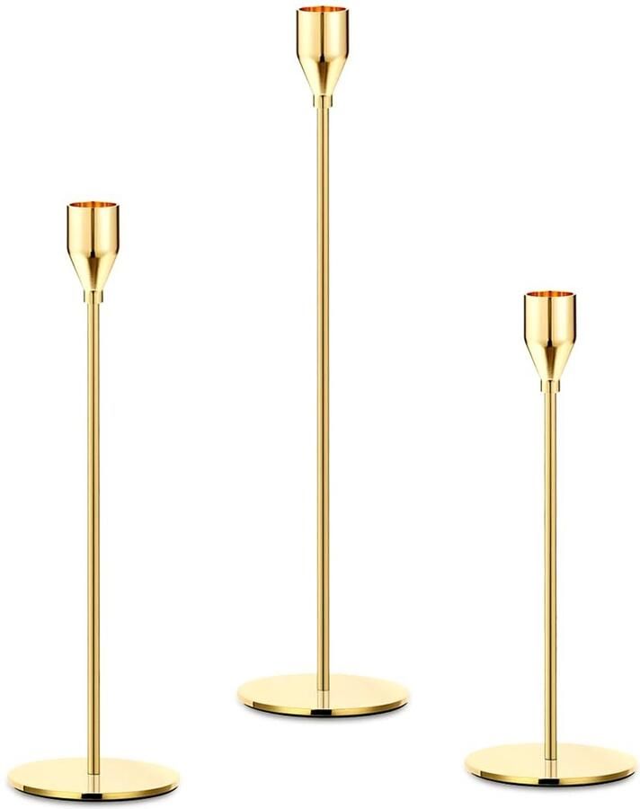 Vintage stijl kaarsenhouders taps toelopende kandelaars voor open haard woonkamer eettafel bruiloftsdecoratie 3-pack