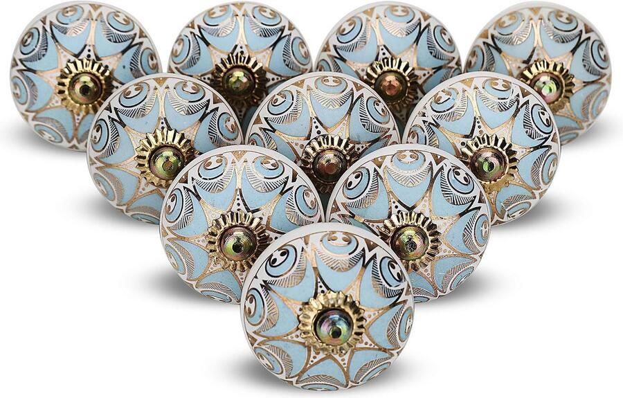 Luvetrex Vintage Stijl Turquoise Keramische Knoppen voor Keukenkasten en Meubels Set van 4