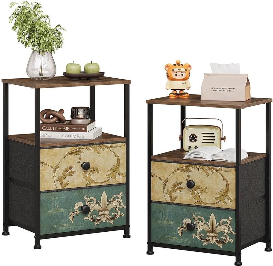 Vintage stoffen ladekast opbergruimte 1 stuk stevig ontwerp 40x30x60 cm