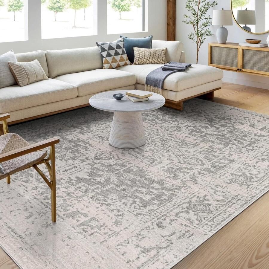 Vintage Oosters tapijt voor woonkamer Syracusa tapijt laagpolig en eenvoudig onderhoud grijs 160 x 220 cm