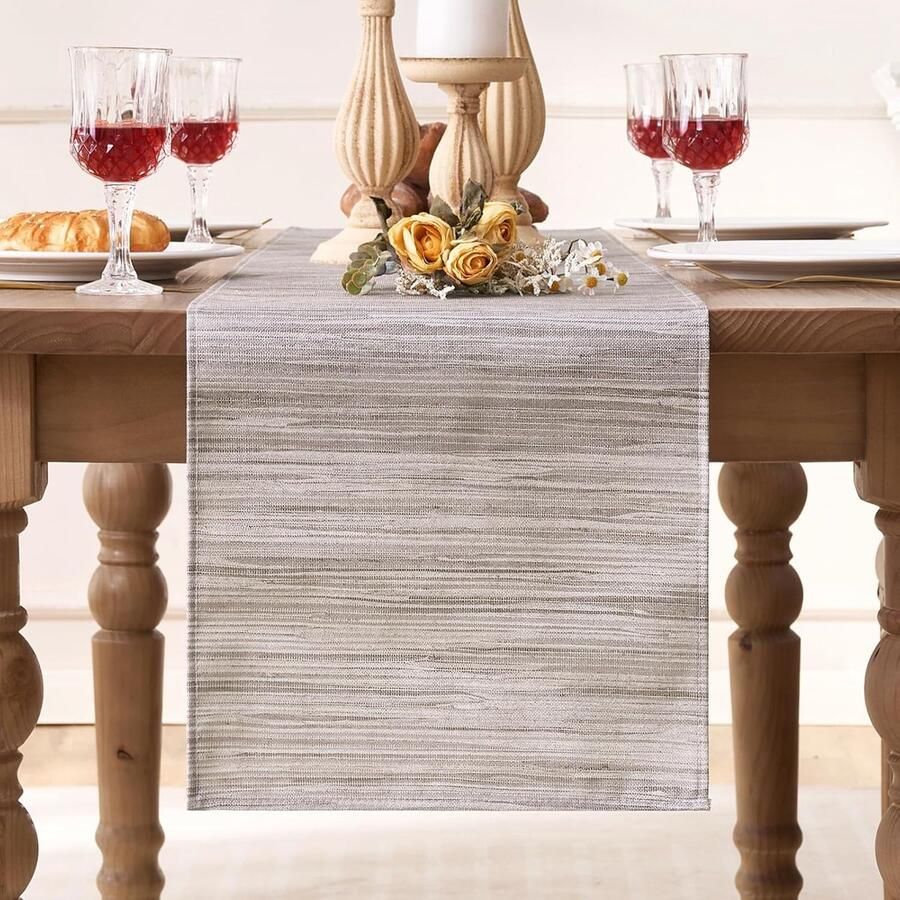 Vintage tafelloper decoratie 1 stuk katoen en linnen 33 x 183 cm