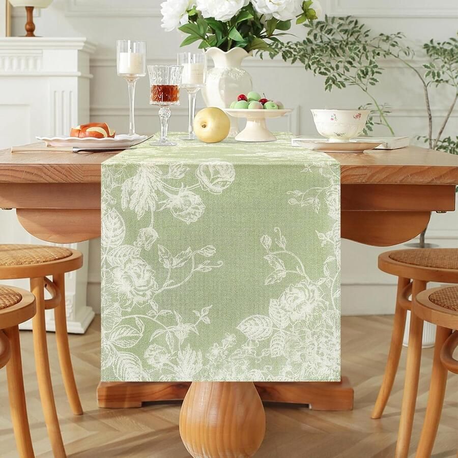 Vintage Tafelloper met Bloemen Rustiek Design 1 stuk 40 x 140 cm Polyester
