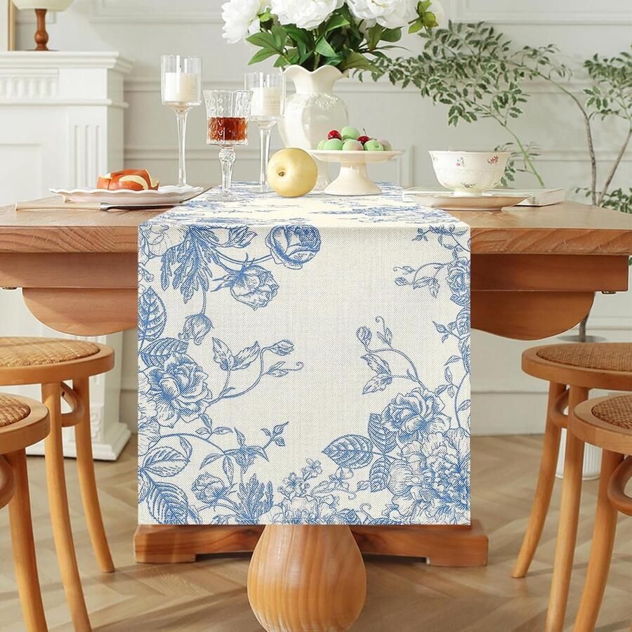 Vintage Tafelloper met Bloemen Rustiek Design 1 stuk Polyester 33 x 183 cm