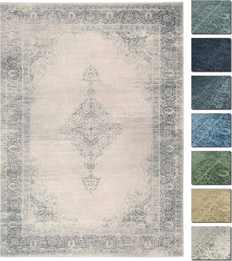 Vintage tapijt loper crème 80 x 145 cm wasbaar boho-tapijt super zacht modern laagpolig tapijt