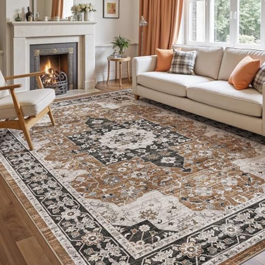 Vintage Tapijt voor Woonkamer en Slaapkamer 122 x 183 cm Antislip en Machinewasbaar