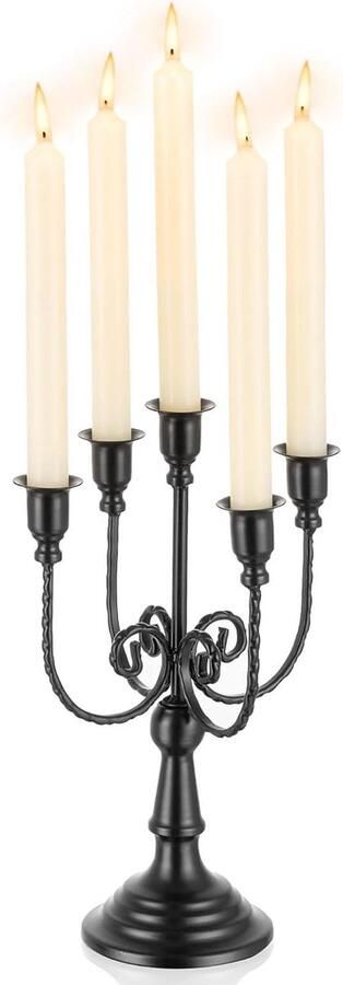 Vintage taps toelopende kaarsenhouder Taps toelopende kaarsen: Zwarte taps toelopende kaarsenhouder Metalen kaarsenhouder voor taps toelopende kaarsen Kaarshouder voor bruiloftsfeest Woonkamertafel Eettafel Decoratietafel