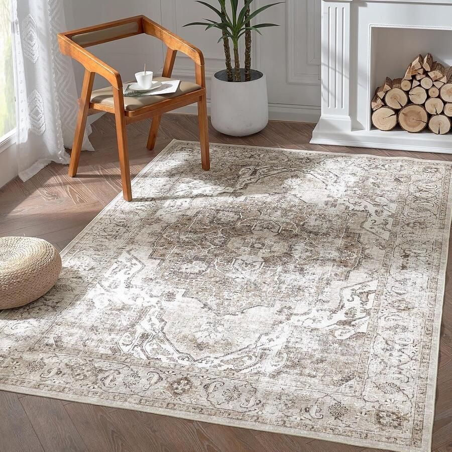 Vintage Vloerkleed Antislip 120 x 180 cm Bruin