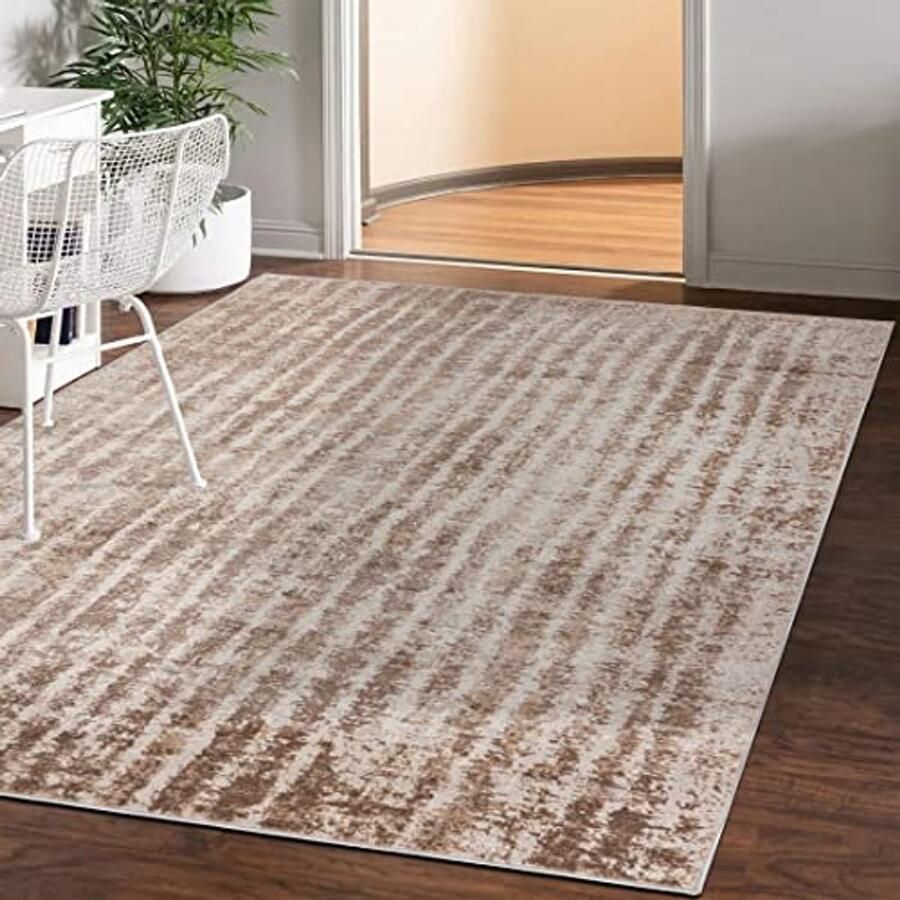 Vintage Vloerkleed Luxe Tapijt met Abstract Patroon voor Woonkamer Slaapkamer en Eetkamer OEKO-TEX Goedgekeurd 80x150cm Beige