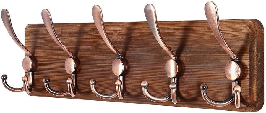 Vintage wandkapstok Rustiek ontwerp 1 stuk Verweerd wit bruin zwart Hout