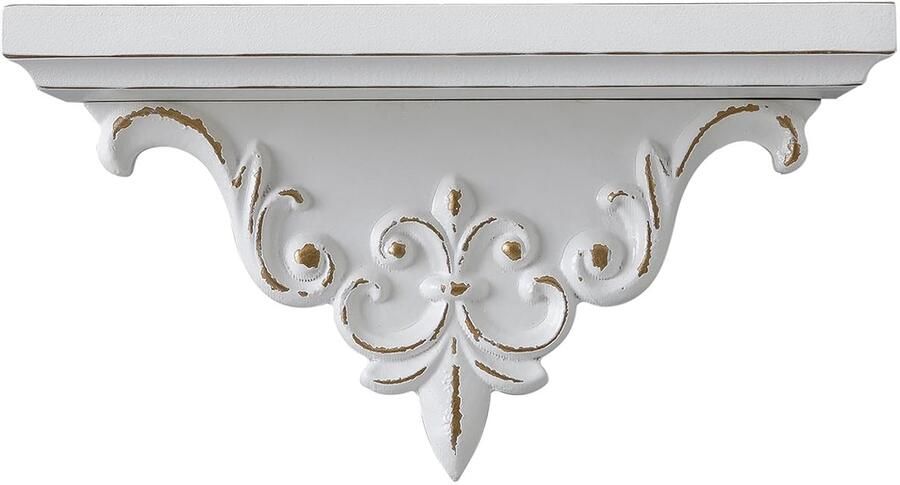 Vintage wandrek multifunctioneel 1 stuk wit hout 36 x 12 6 x 19 5 cm