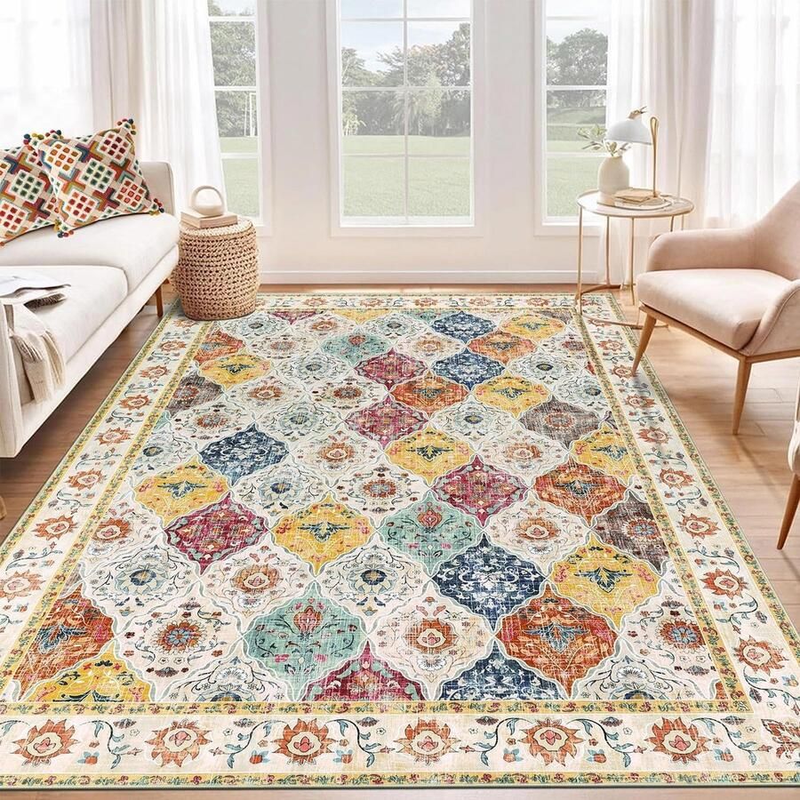 Vintage wasbaar vloerkleed antislip en zacht 160 x 230 cm