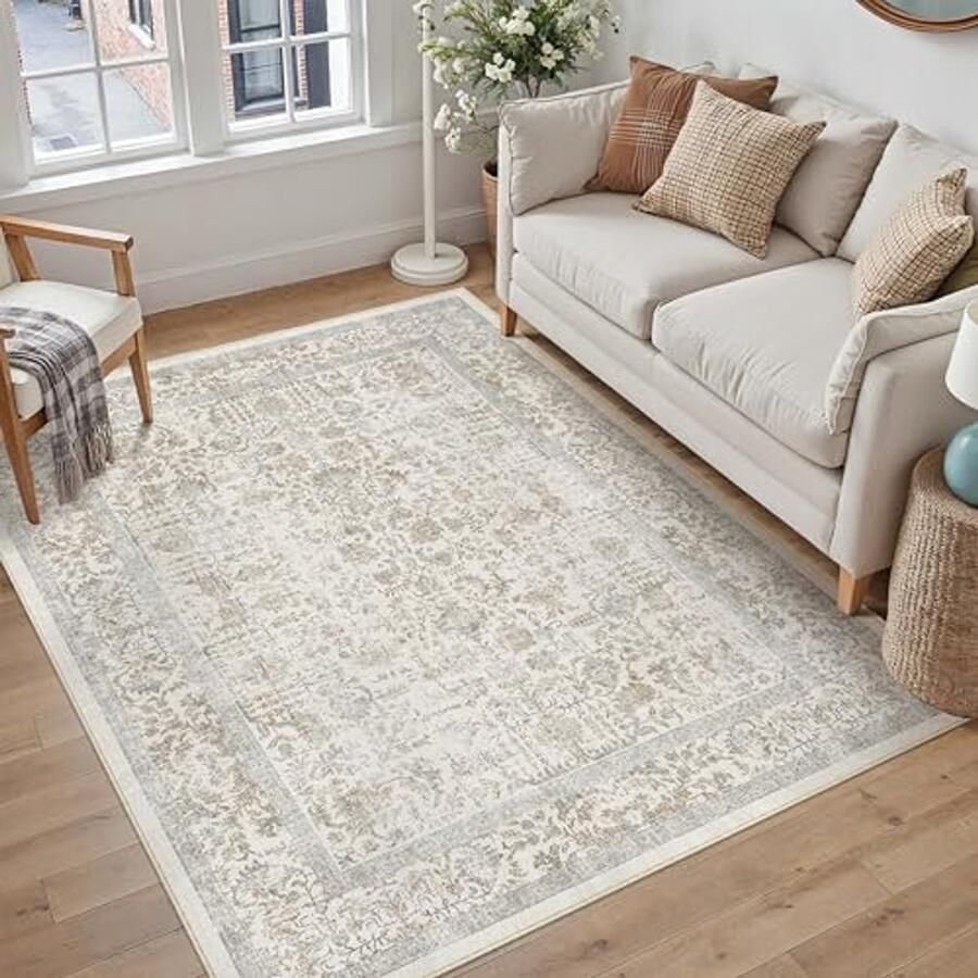 Vintage Woonkamer Tapijt Multi Vloerkleed 150x210cm Antislip Machinewasbaar