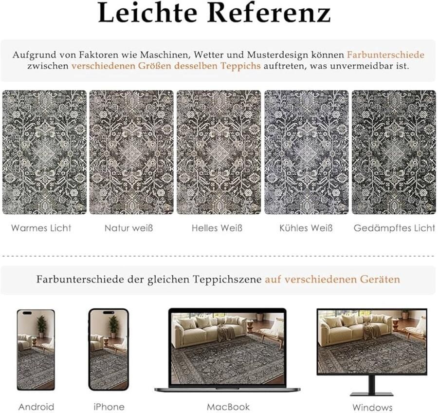 Vintage Woonkamer Tapijt Zwart Antislip en Machinewasbaar 1 stuk Microvezel 160x230cm