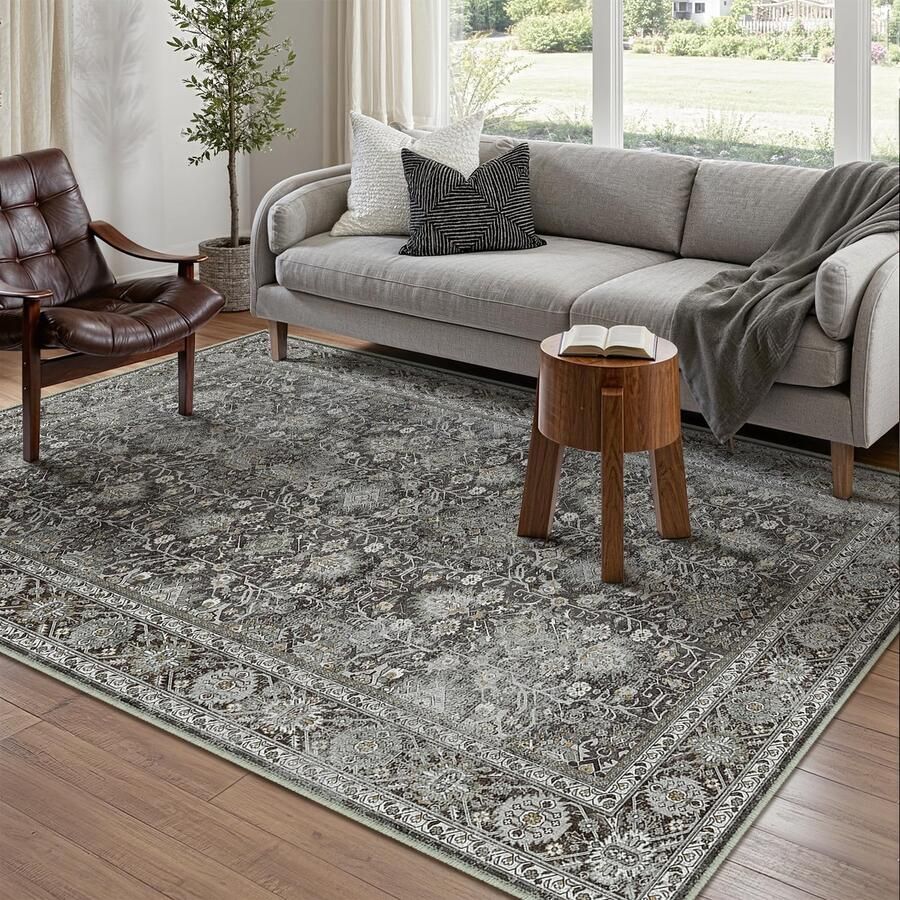 Vintage zwart wasbaar tapijt woonkamer 120x170cm Retro tapijten voor woonkamer Zacht antislip groot tapijt Kortpolig slaapkamertapijt woonkamer slaapkamer eetkamer tapijten kantoor