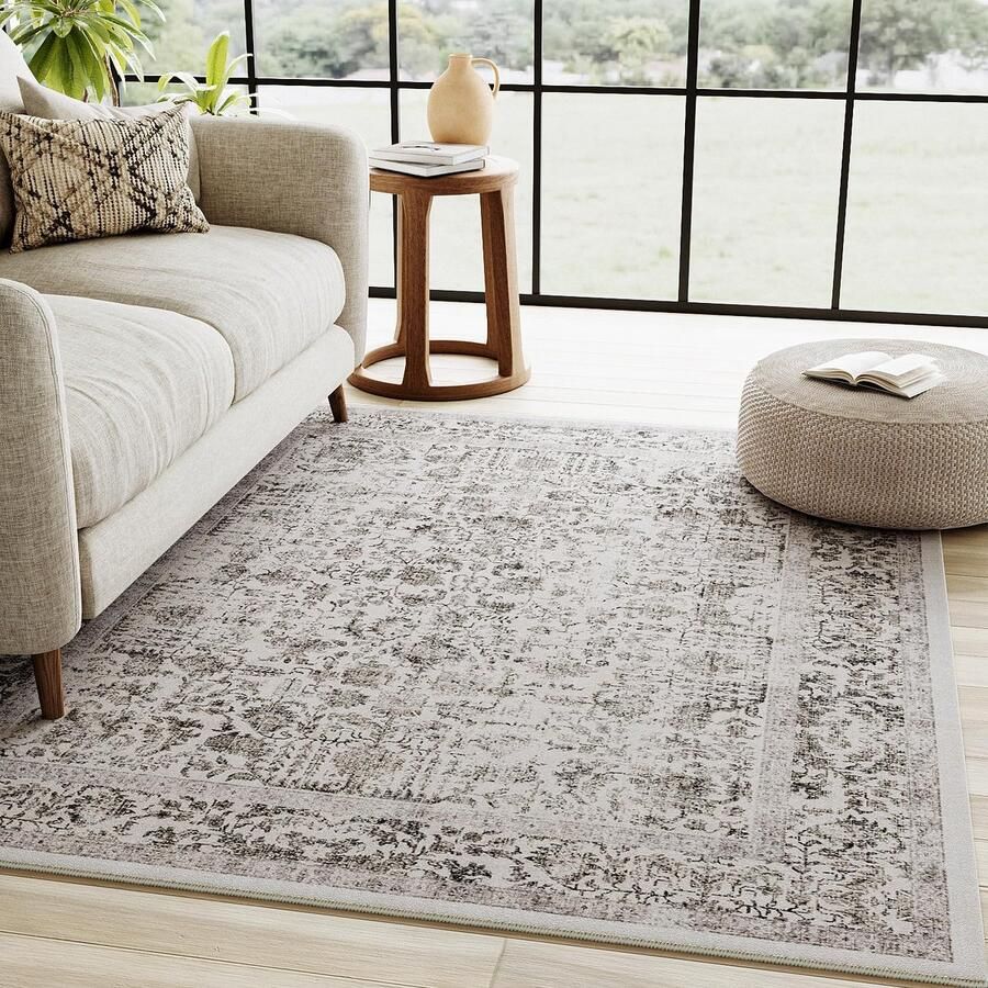 Vintage zwart wasbaar tapijt woonkamer 90x150cm Retro tapijten voor woonkamer Zacht antislip groot tapijt Kortpolig slaapkamertapijt woonkamer slaapkamer eetkamer tapijten kantoor