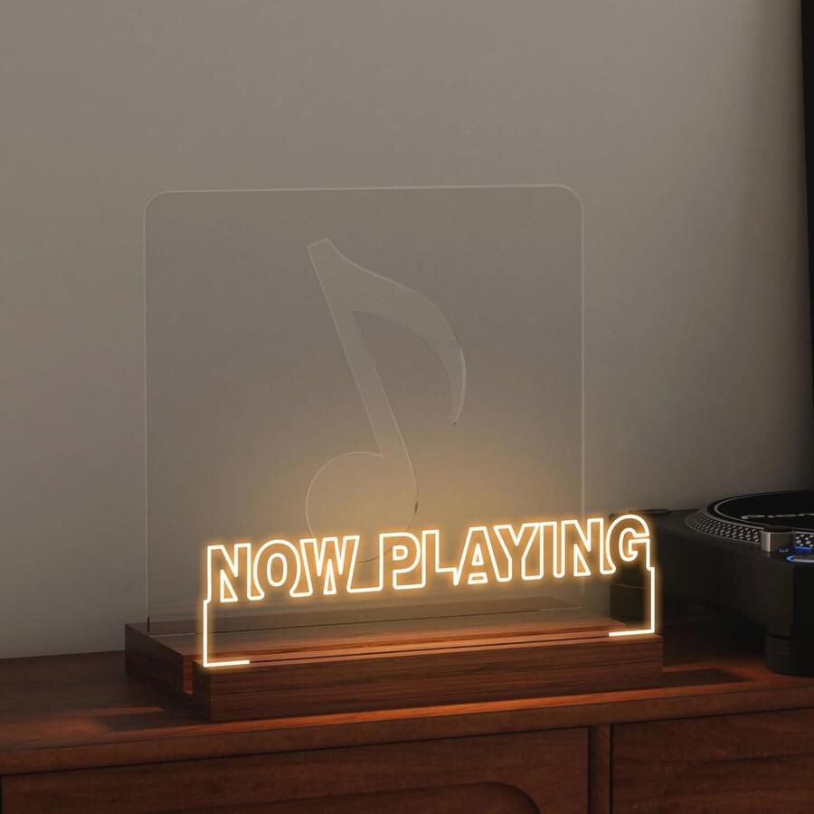 Vinyl Platenstandaard met Verlichting Houten Acryl Display voor Albums Kamerd decoratie en Cadeau voor Vinylliefhebbers