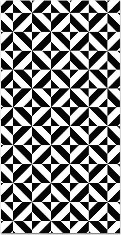 Vinyl Tapijt Geometrie Zwart 80x150cm Keukenmat met Antislip en Vlamvertragend Grote Tapijten voor Woonkamer PVC Vloerkleden met Schimmeldodende Eigenschappen vloerkleed