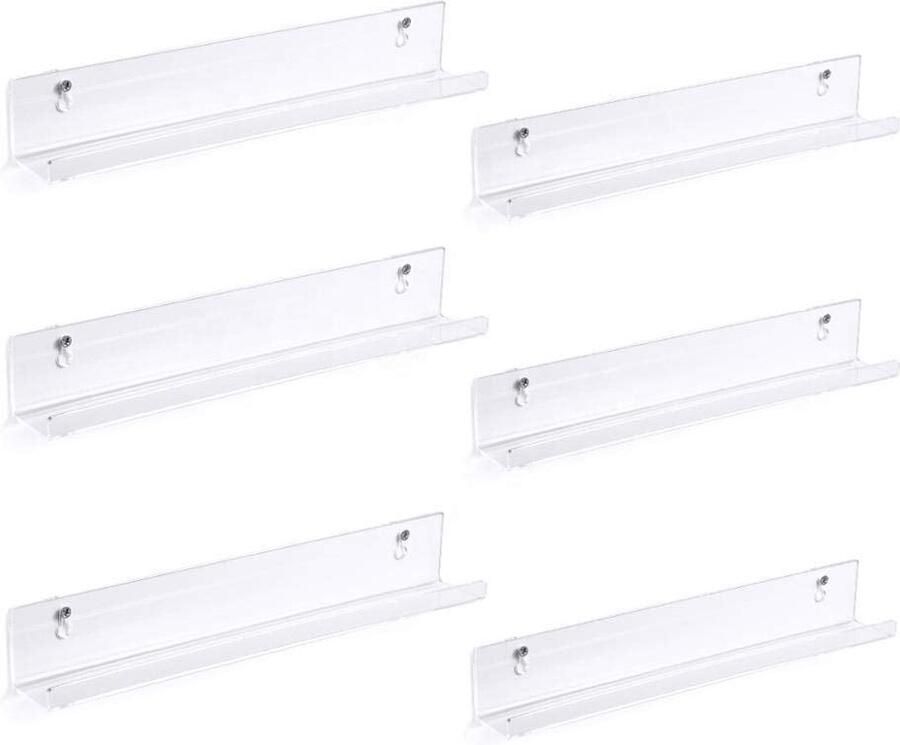 BIKO Vinyl vinylplaten wandhouder platen rek 6 stuks acrylplaten rek vinylplatenstandaard acryl album plaathouder muur voor platen foto's lippenstift nagellak kast