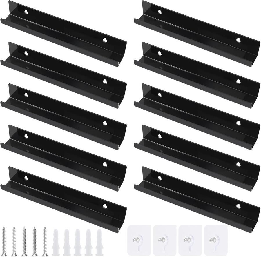 Vinyl wandhouder zwart 10 stuks 30 5 cm acryl