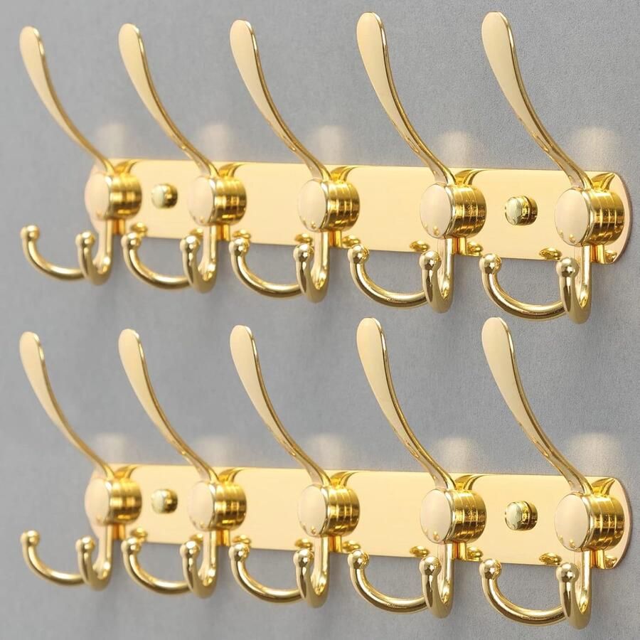 Kledinghaken set van 2 Wandhaken met 5 dubbele haken voor jassen en handdoeken Roestvrij staal en aluminium Geschikt voor keuken en badkamer