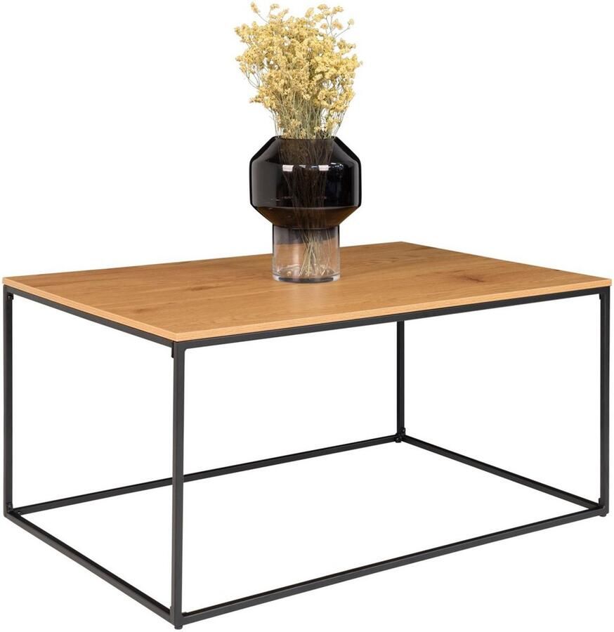 Vita salontafel slank middelpunt moderne tafel eiken -look afwerking stabiel metalen frame 60 cm x 90 cm x 45 cm