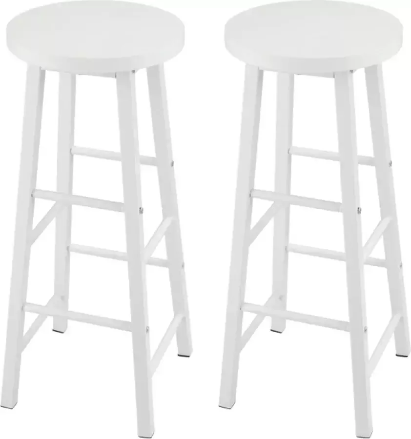 Vitafa Barkrukken Barkruk Industrieel Barkruk Hout Keukenkruk Krukje Hout Set van 2 Eikenhout Wit