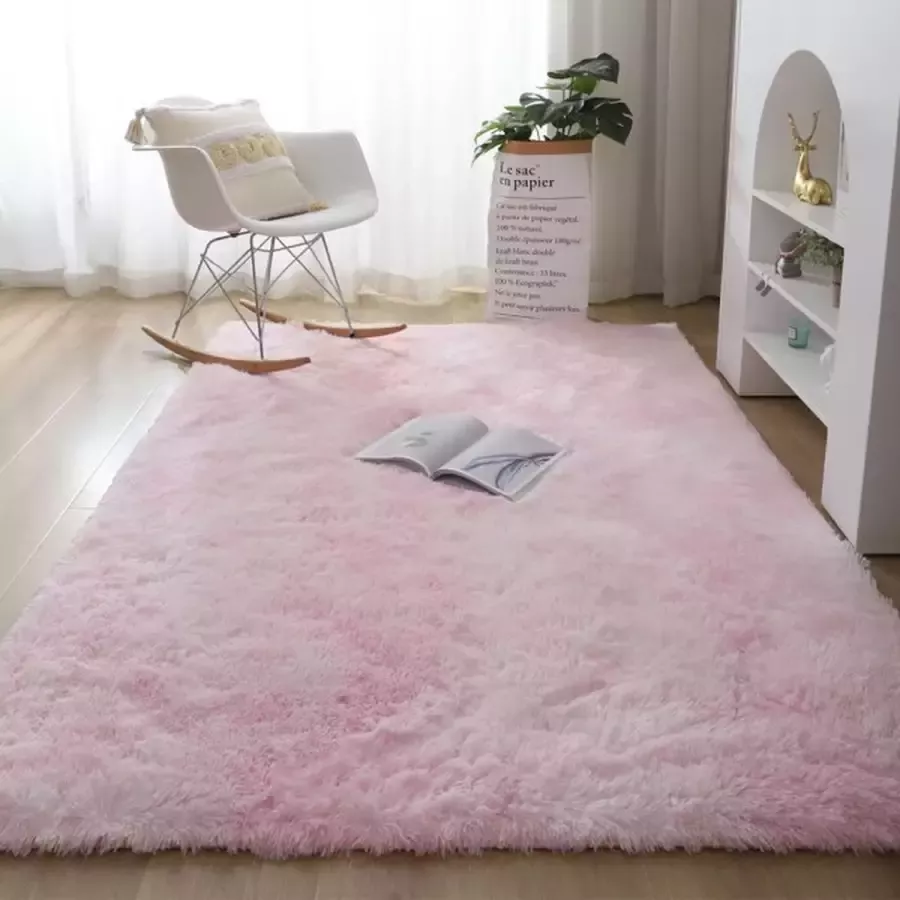 Vitafa Zacht Fluffy Vloerkleed Hoogpolig Tapijt Tapijten Kinderkamer Pluche Wasbaar 160x200cm Roze