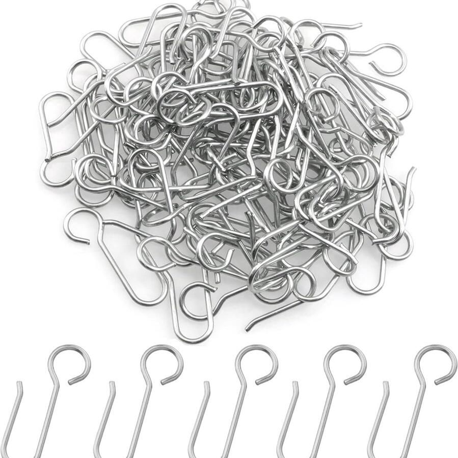 Vitdipy 40 stuks Ophanghaken S-Haken RVS Voor Gordijn Kapstok Keuken Zilver