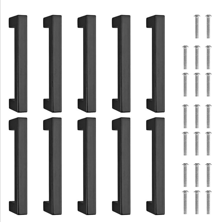 Vitdipy Aluminium Handgreep Zwart 10 Stuks 137mm Handgrepen keukenkastjes Handvaten Badkamer Keukengreep Vierkant Moderne Greep Meubelgreep
