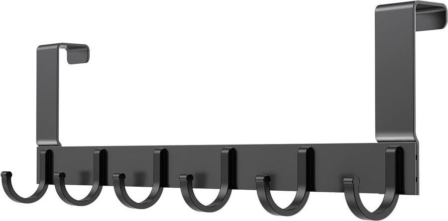 Vitdipy Deurkapstok Kapstok 6 Haken Deurhaken Deurhanger Deurkapstok Badkamer Handdoekrek 39 cm Zwart