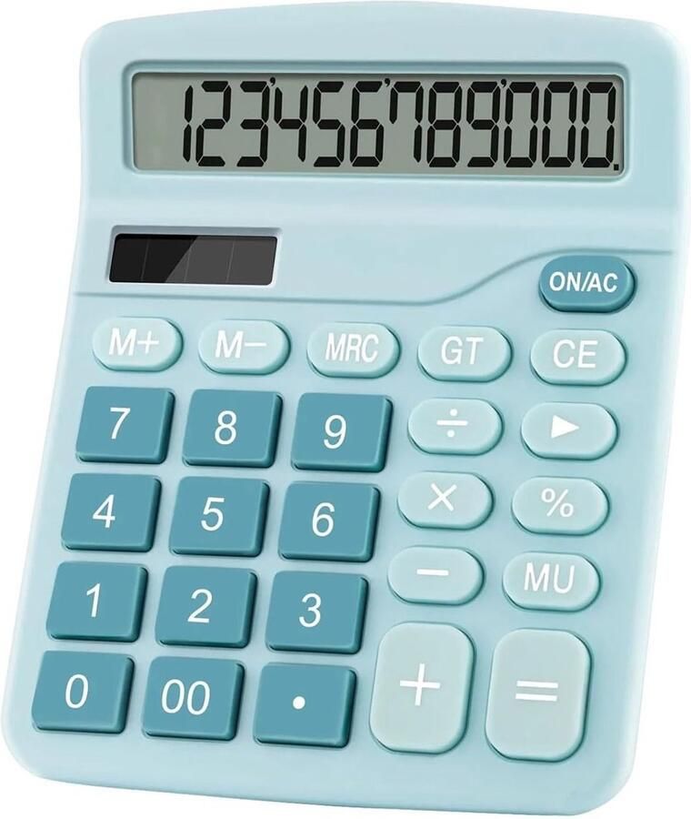 Vitdipy Grote Bureau Rekenmachine Grote toetsen Geschikt voor kantoor Zonne-energie Calculator Blauw