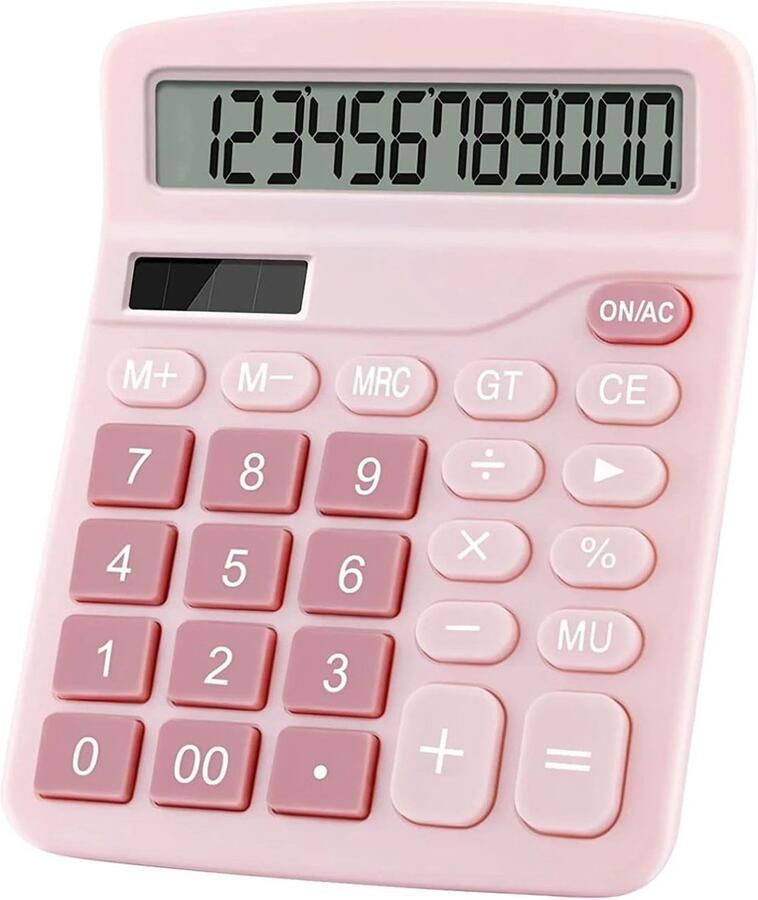 Vitdipy Grote Bureau Rekenmachine Grote toetsen Geschikt voor kantoor Zonne-energie Calculator Roze