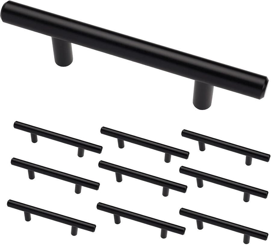 Vitdipy Handgreep 10 stuks 128 mm Hartafstand Handgrepen keukenkastjes Meubelgreep Handvat voor Kast Keukenkast Lade en Meubels RVS Zwart