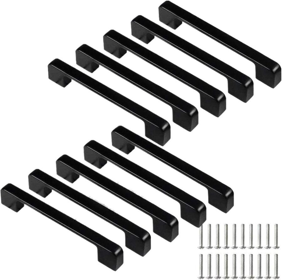 Vitdipy Handgreep 10 stuks Handgreep zwart 128mm Handgrepen keukenkastjes Handgreep keuken Meubelbeslag Meubelgrepen Aluminiumlegering