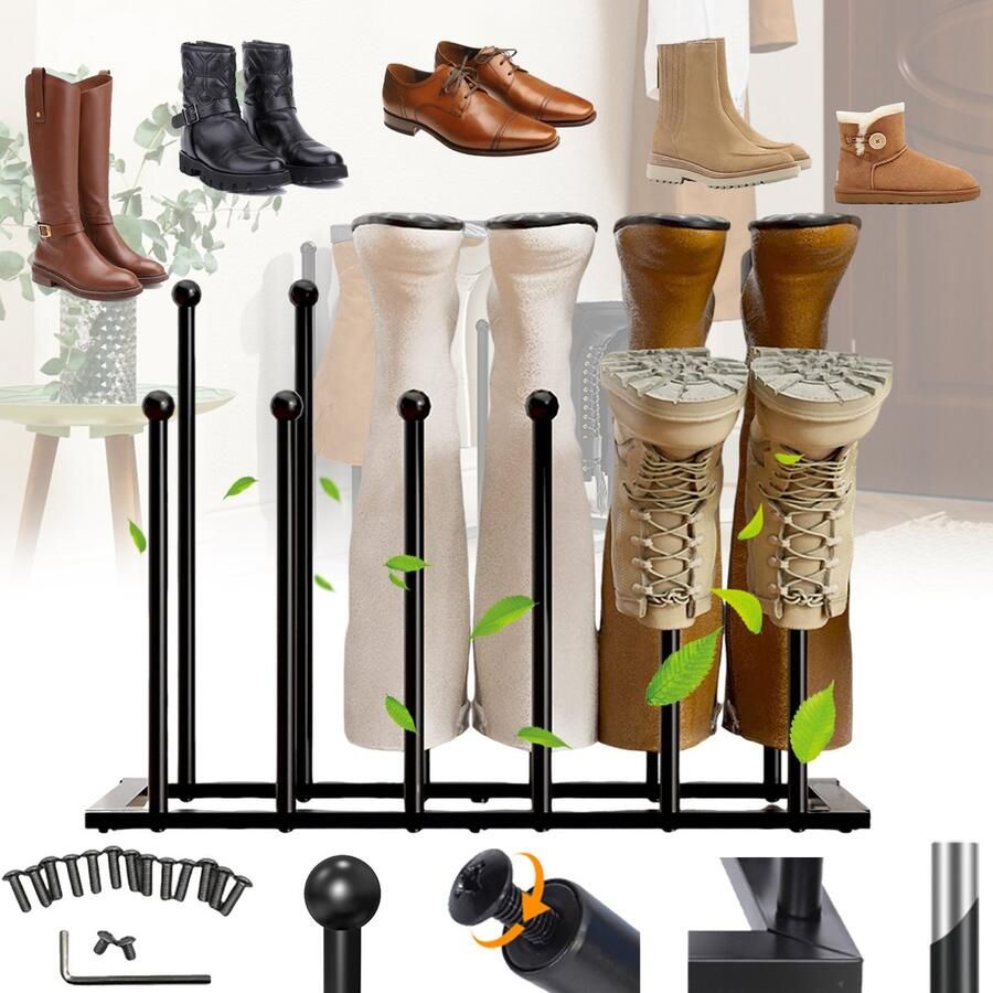Vitdipy Schoenenrek Staande Laarzenrek 73 x 44 5 x 25 cm Metaal Voor 6 paar Schoenen Opberger Zwart