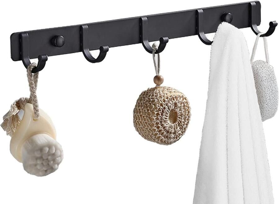 Vitdipy Wandkapstok 5 Haken Muur Kapstok Hangend Wandkapstok industrieel Handdoekrek 36 cm Zwart