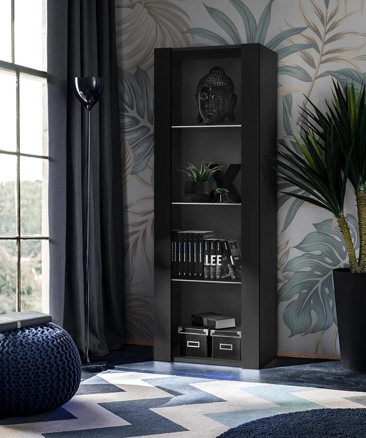 Vitrine Kast Zwart 3 Planken Ideaal Voor Woonkamer Slaapkamer en Hal Duurzaam en Gemakkelijk Te Monteren