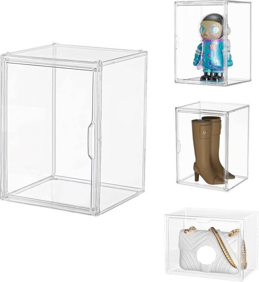 Vitrine showbox plexiglas box acryl vitrine verzamelaarsvitrine met deur voor minifiguren vitrine klein actiefiguren speelgoed modelauto's verzamelfiguren (36 x 27 x 27 cm)