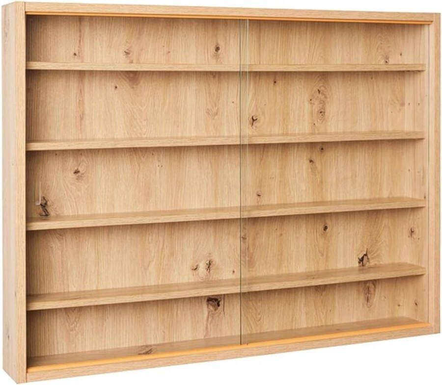 Goodivery Vitrinekast met Glas Vitrinekasten -Vitrinekast Hangend Wandvitrine Vitrine Kast 9.5x80x60 Eikenlook - Foto 2