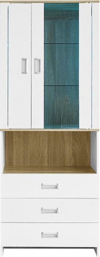 Zonder merk Gotagee Hoog Expositerek Wit Hoogglans Front Transparante Glazen Deurkasten met Verstelbare LED-Verlichting Modern Ontwerp