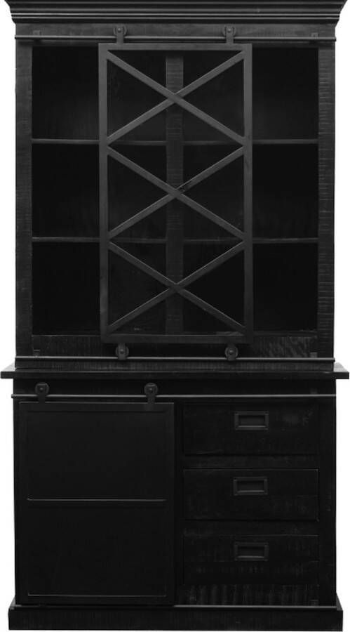 Vitrinekast Jorrit vitrinekast zwart woonkamerkast 120 cm